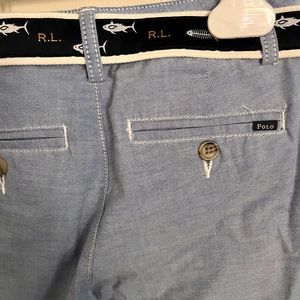Boy’s Ralph Lauren chambray Oxford blue pants with belt size 8 NWT